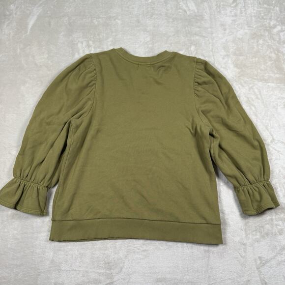 Nation LTD Frances Sweatshirt Renaissance Sleeve Olive Green Women's Size Medium - Picture 6 of 9